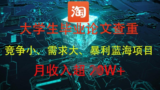 大学生毕业论文查重，暴利蓝海项目，月收入过1W+-小何资源库
