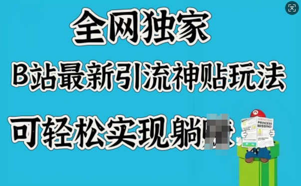 全网独家，B站最新引流神贴玩法，可轻松实现躺Z-小何资源库