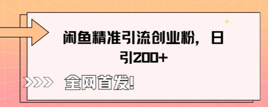 闲鱼精准引流创业粉，轻松日引200+-小何资源库