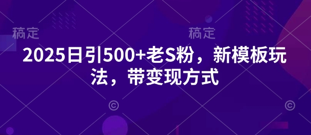 2025日引500+老S粉，新模板玩法，带变现方式-小何资源库