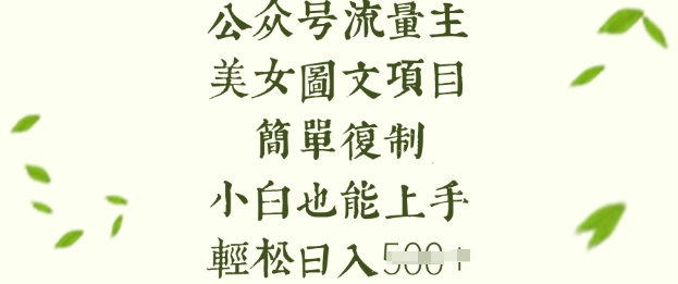 流量主长期收益项目，美女图片简单复制，小白也能上手，轻松日入5张-小何资源库