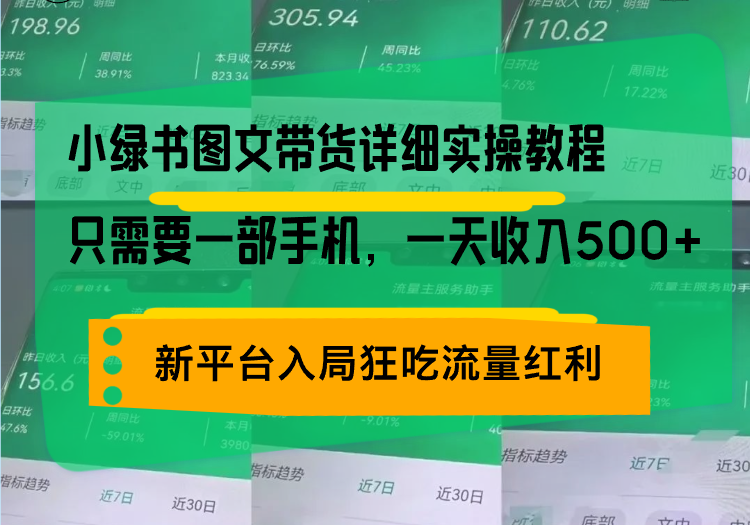 （13509期）小绿书图文带货详细实操教程，只需要一部手机，一天收入500+，轻松变现-小何资源库