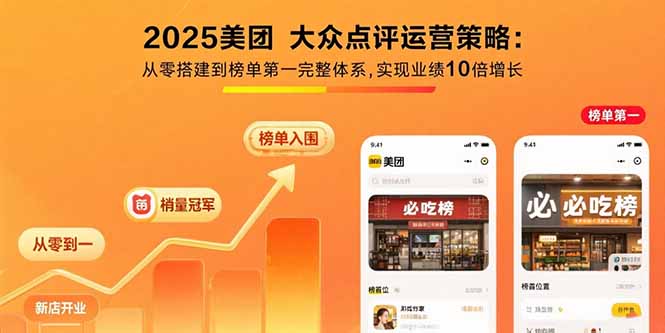 （15602期）2025美团 大众点评运营策略:从零搭建到榜单第一完整体系,实现业绩10倍增长-小何资源库