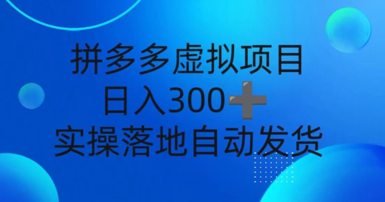 拼多多虚拟项目，新人日入3张，自动发货，实操落地可批量放大-小何资源库
