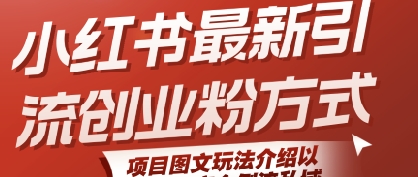 小红书最新引流创业粉方式，项目图文玩法介绍以及如何安全倒流私域-小何资源库
