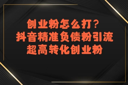 创业粉怎么打？抖音精准负债粉引流，超高转化创业粉-小何资源库