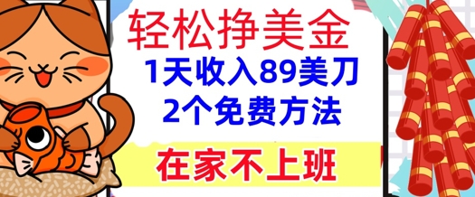 在家不上班，轻松挣美金， 1天收入89美刀，2个免费方法，懒人捡钱-小何资源库
