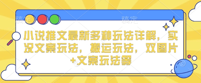 小说推文最新多种玩法详解，实况文案玩法，搬运玩法，双图片+文案玩法等-小何资源库