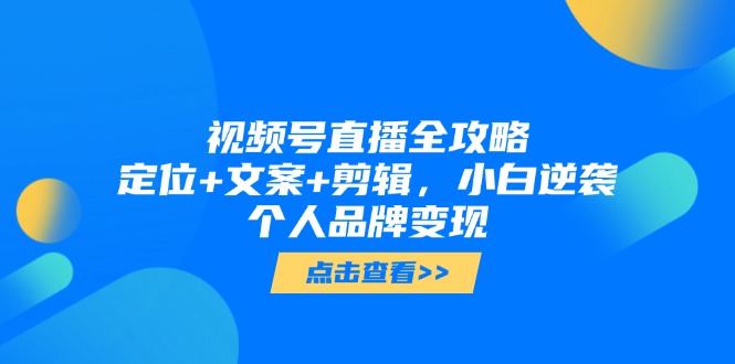 （14819期）视频号直播全攻略，定位+文案+剪辑，小白逆袭个人品牌变现-小何资源库