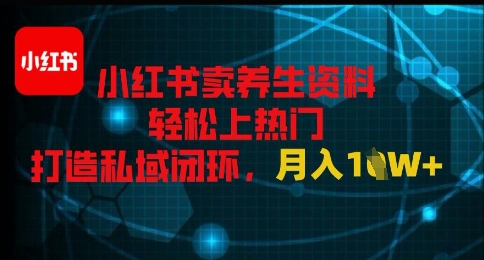 小红书卖养生资料轻松上热门，打造私域闭环，月入1W+-小何资源库