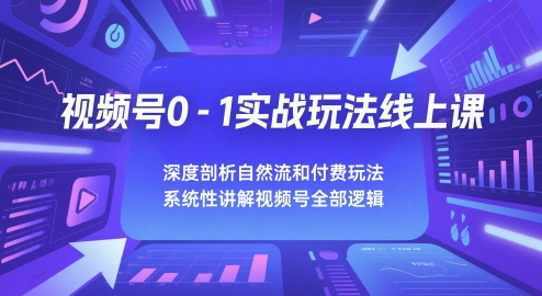 视频号0-1实战玩法线上课，深度剖析自然流和付费玩法，统性讲解视频号全部逻辑-小何资源库