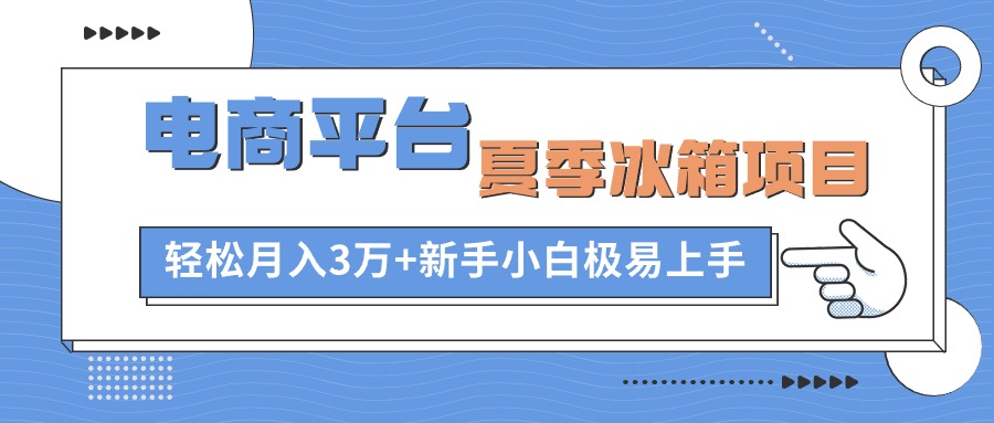 电商平台冰箱项目，项目门槛低，0成本投入，小白轻松上手-小何资源库