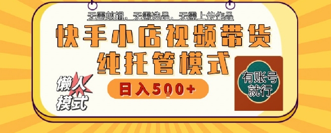 快手小店托管代运营，无需剪辑，无需选品，无需上传作品，全程无需操作，轻松月入5k+【揭秘】-小何资源库