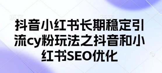 抖音小红书长期稳定引流cy粉玩法之抖音和小红书SEO优化-小何资源库
