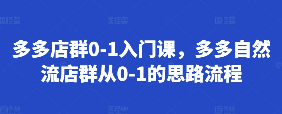 多多店群0-1入门课，多多自然流店群从0-1的思路流程-小何资源库