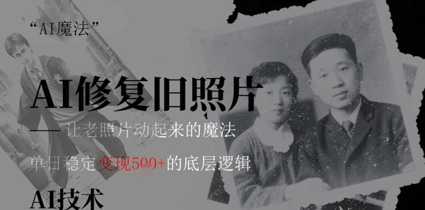 AI 魔法：让泛黄旧照变成朋友圈爆款视频，私域转化率提升50%，单日变现5张-小何资源库