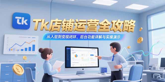 （15345期）Tk店铺运营全攻略，从入驻到变现闭环，后台功能详解与实操演示-小何资源库