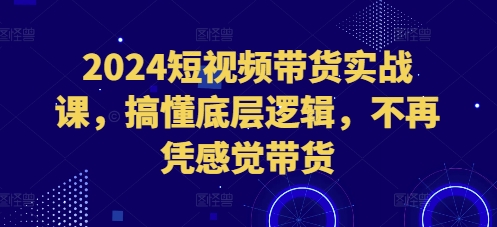2024短视频带货实战课，搞懂底层逻辑，不再凭感觉带货-小何资源库
