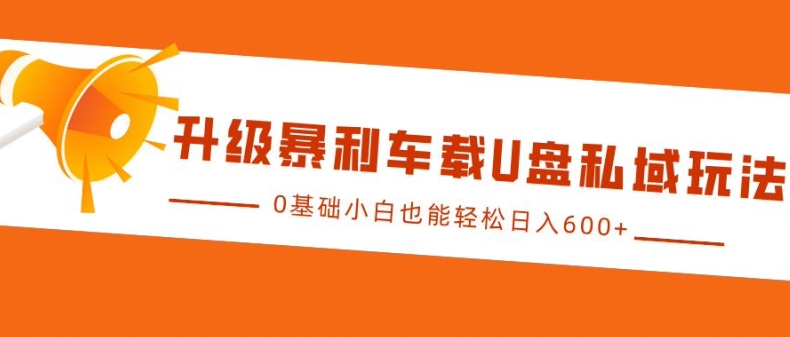 升级暴利车载U盘私域玩法，0基础小白也能轻松日入多张【揭秘】-小何资源库
