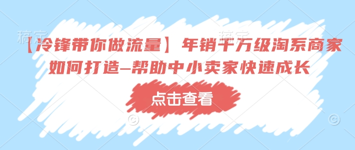 【冷锋带你做流量】年销千万级淘系商家如何打造–帮助中小卖家快速成长-小何资源库