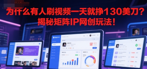 为什么有人刷视频一天就挣130美刀？揭秘矩阵IP网创玩法!-小何资源库