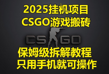 2025挂G项目，CSGO游戏搬砖，保姆级拆解教程，只用手机就可操作【揭秘】-小何资源库