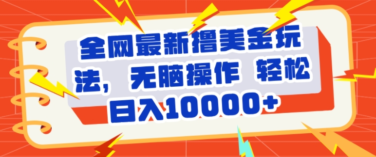 全网最新撸美金玩法，轻松无脑，暴力日入几张-小何资源库