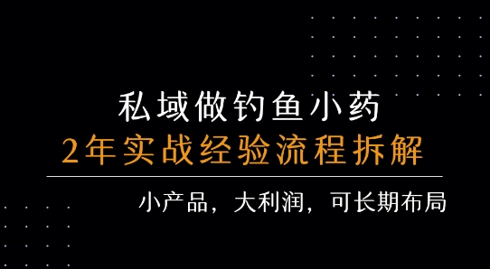 私域做钓鱼小药 每单利润3张+ 详细流程拆解-小何资源库