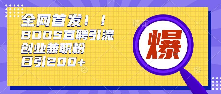 通过Boss直聘，每天轻松钓到200+多条创业大鱼的秘籍【揭秘】-小何资源库