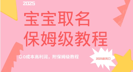 2025新风口项目宝宝取名，0成本高利润，附保姆级教程-小何资源库