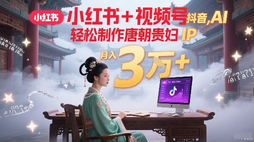 小红书+视频号+抖音，AI轻松制作唐朝贵妇IP，每天30分钟，轻松产出N条，月入3W+-小何资源库