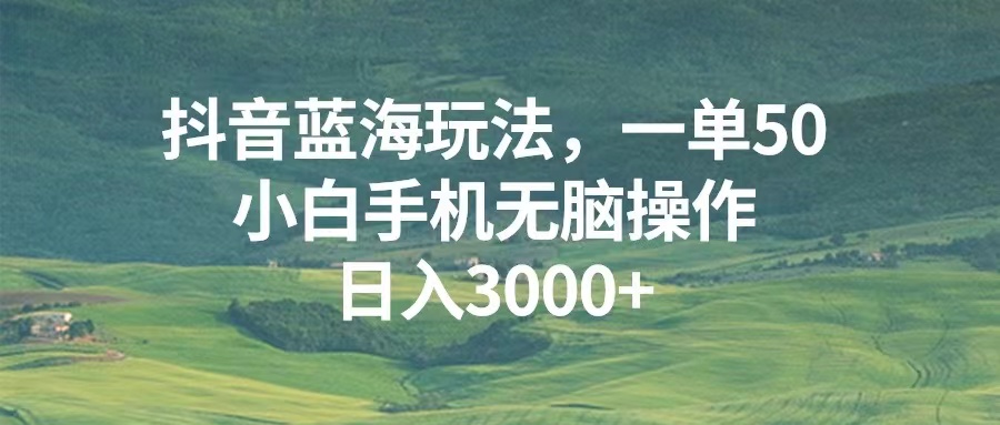 （13353期）抖音蓝海玩法，一单50，小白手机无脑操作，日入3000+-小何资源库