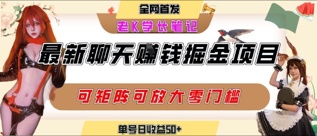 聊天掘金项目，可矩阵起号，适合工作室，个人宝妈，单号日收益50+，零门槛，小白也能轻松上手-小何资源库