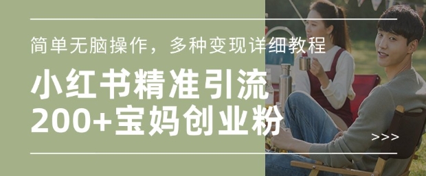 小红书混剪日引200+宝妈创业粉，简单无脑操作，多种变现详细教程-小何资源库