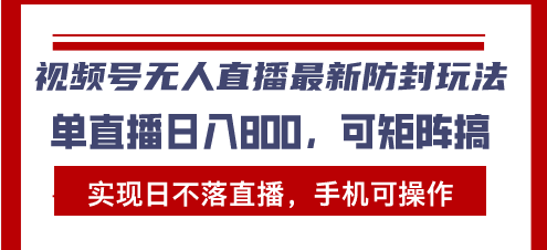 （13377期）视频号无人直播最新防封玩法，实现日不落直播，手机可操作，单直播日入…-小何资源库