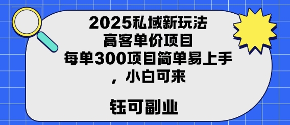 2025私域新玩法高客单价，每单3张操作简单，小白可轻松上手-小何资源库
