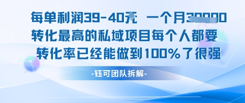 每单利润40一个月7k+转化最高的私域项目，每个人都要的产品转化率已经能做到100%-小何资源库