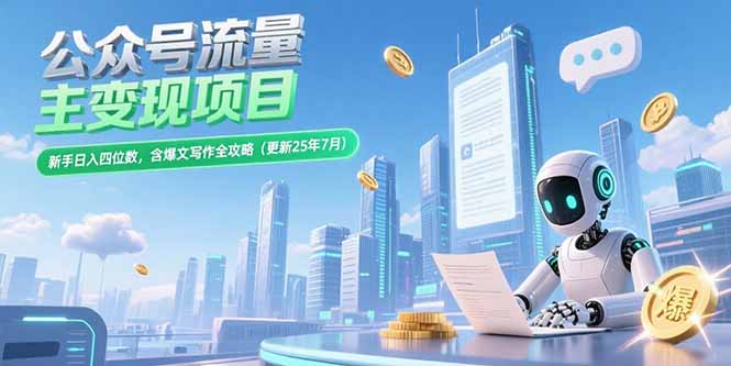 （15340期）公众号流量主变现项目，新手日入四位数，含爆文写作全攻略(更新25年7月)-小何资源库