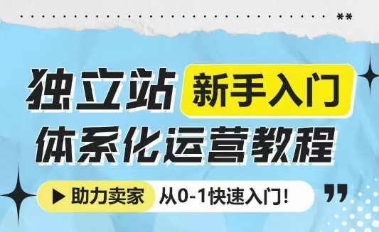 独立站新手入门体系化运营教程，助力独立站卖家从0-1快速入门!-小何资源库
