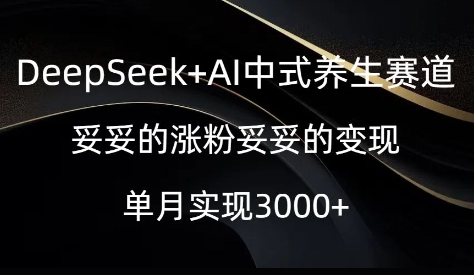 DeepSeek+AI中式养生赛道，妥妥的涨粉妥妥的变现-小何资源库