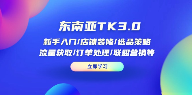 （14208期）东南亚TK3.0：新手入门/店铺装修/选品策略/流量获取/订单处理/联盟营销等-小何资源库