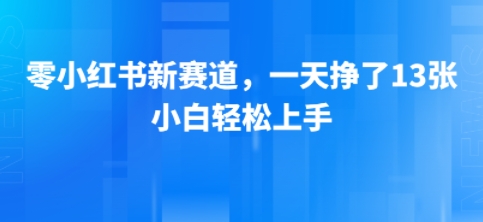 小红书新赛道，一天挣了13张，小白轻松上手-小何资源库