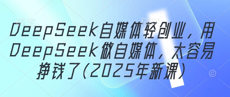 DeepSeek自媒体轻创业，用DeepSeek做自媒体，太容易挣钱了(2025年新课)-小何资源库
