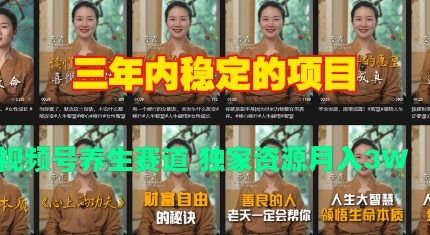 三年内稳定的项目 视频号养生赛道 独家资源月入过W-小何资源库