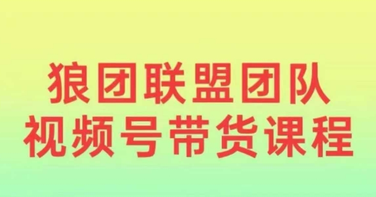 狼团联盟2024视频号带货，0基础小白快速入局视频号-小何资源库
