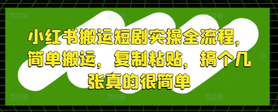 小红书搬运短剧实操全流程，简单搬运，复制粘贴，搞个几张真的很简单-小何资源库