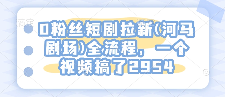 0粉丝短剧拉新(河马剧场)全流程，一个视频搞了2954-小何资源库