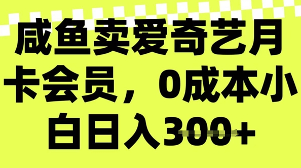 咸鱼卖爱奇艺会员，零成本小白日入3张，新手小白可做-小何资源库