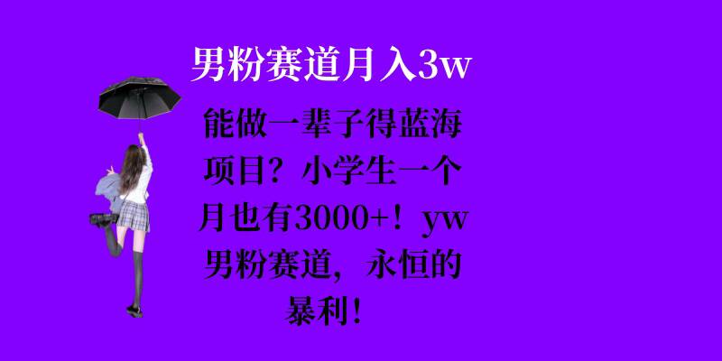 能做一辈子的蓝海项目？小学生一个月也有3000+，yw男粉赛道，永恒的暴利-小何资源库