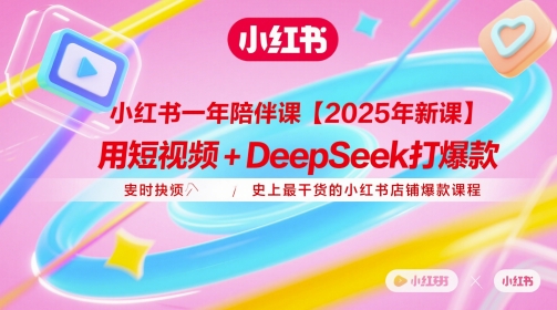 小红书一年陪伴课【2025年新课】，用短视频+deepSeek打爆款，史上最干货的小红书店铺爆款课程-小何资源库